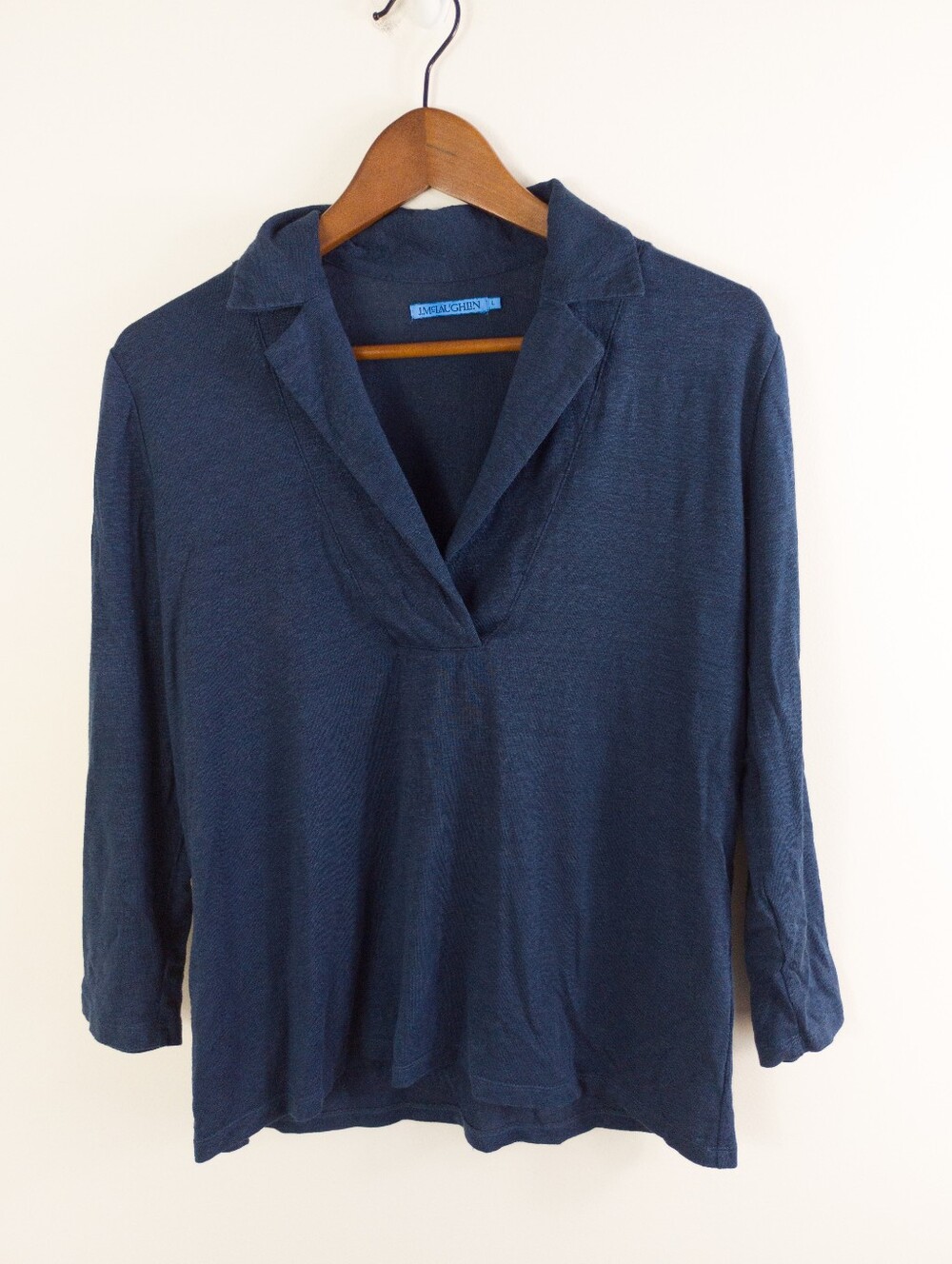J.McLaughlin Linen Blend Knit Polo Shirt Size Large